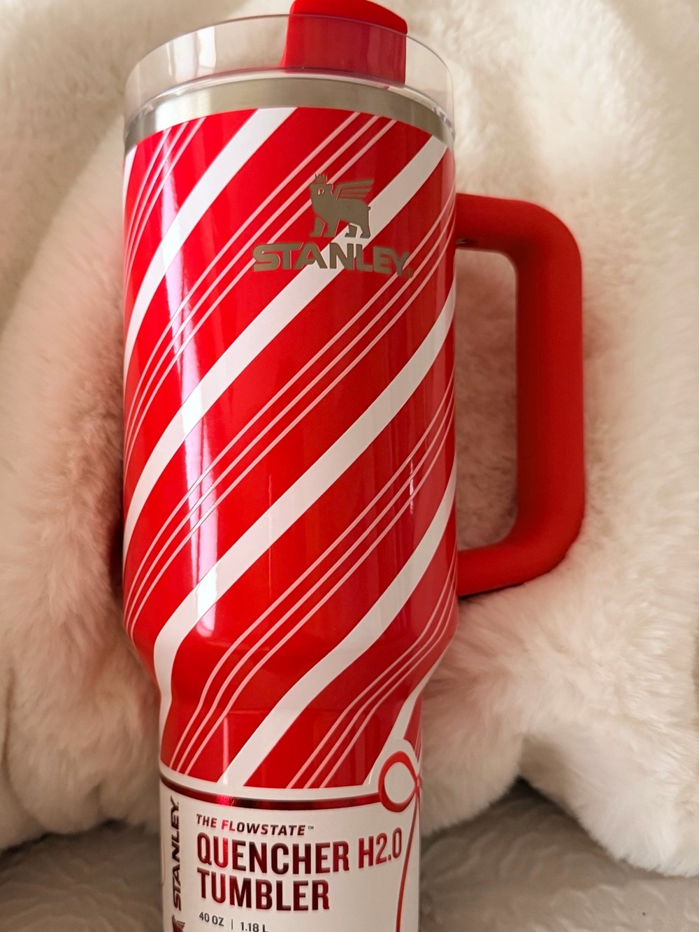 Stanley Red & White Candy-Stripe Quencher Tumbler
